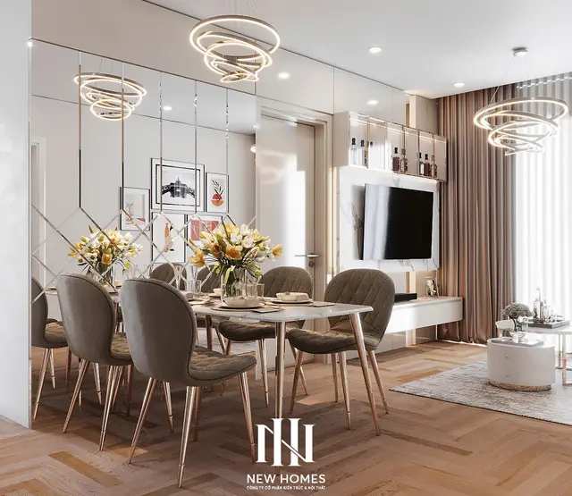 Bếp – phòng ăn — Căn 2PN Hiện đại — 90 Láng Hạ