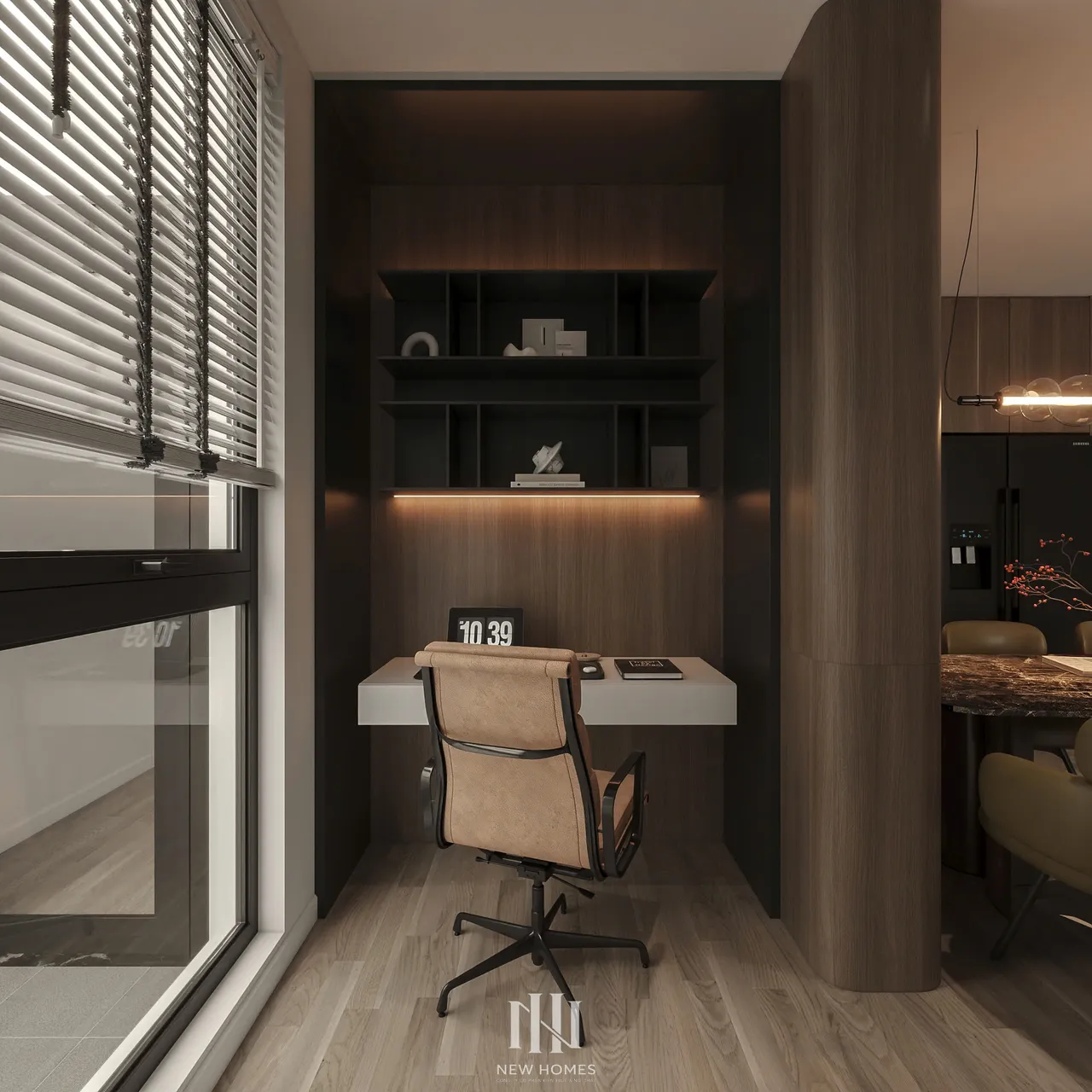 Căn 2PN Hiện đại — Canopy Vinhomes Smart City — phòng làm việc – đa năng, thiết kế 3d