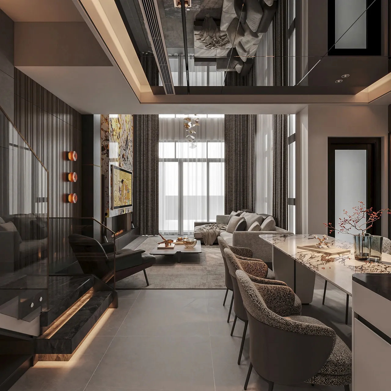 Mẫu nội thất Hiện đại — Chi nhánh Hải Dương — phòng khách, thiết kế 3d