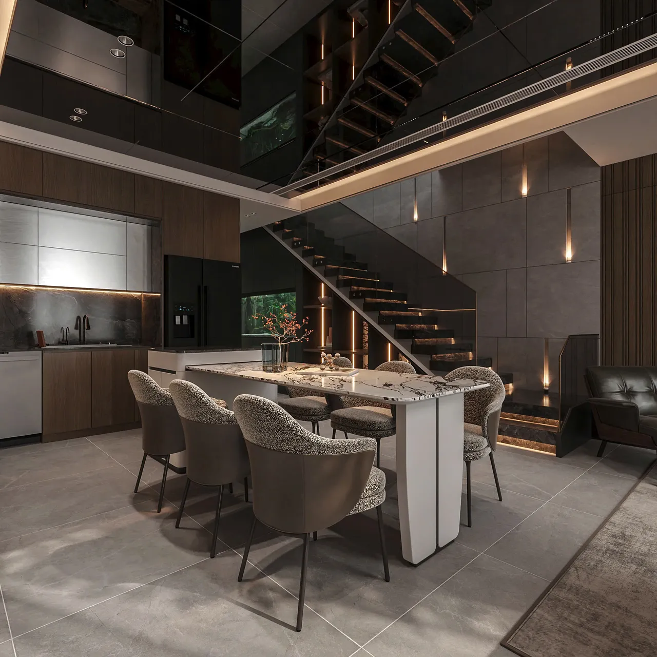 Mẫu nội thất Hiện đại — Chi nhánh Hải Dương — bếp – phòng ăn, thiết kế 3d