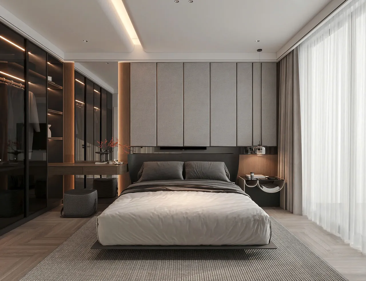 Mẫu nội thất Hiện đại — Chi nhánh Hải Dương — phòng ngủ master, thiết kế 3d