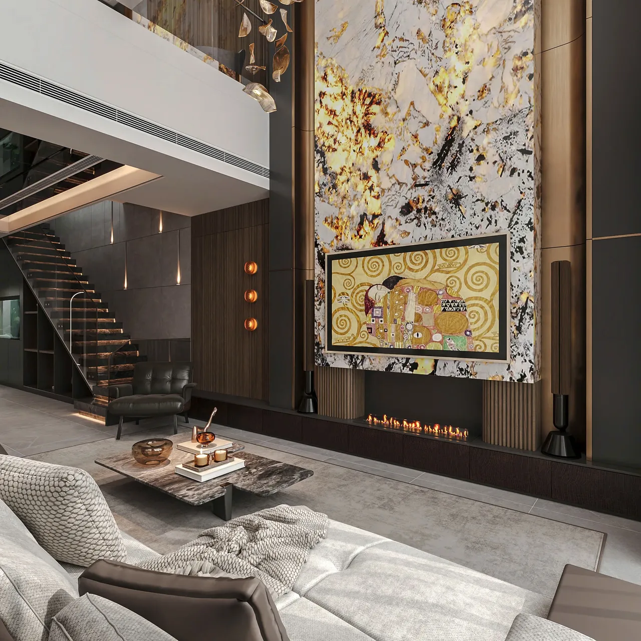 Mẫu nội thất Hiện đại — Chi nhánh Hải Dương — phòng khách, thiết kế 3d