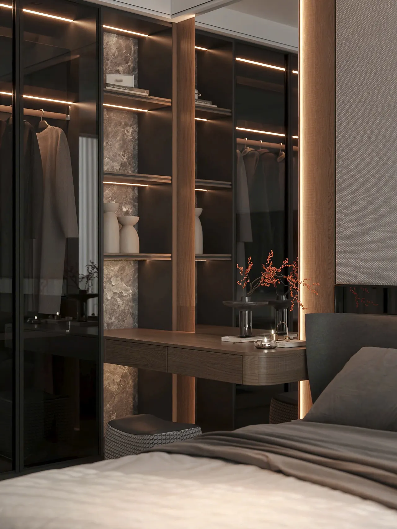 Mẫu nội thất Hiện đại — Chi nhánh Hải Dương — phòng ngủ master, thiết kế 3d