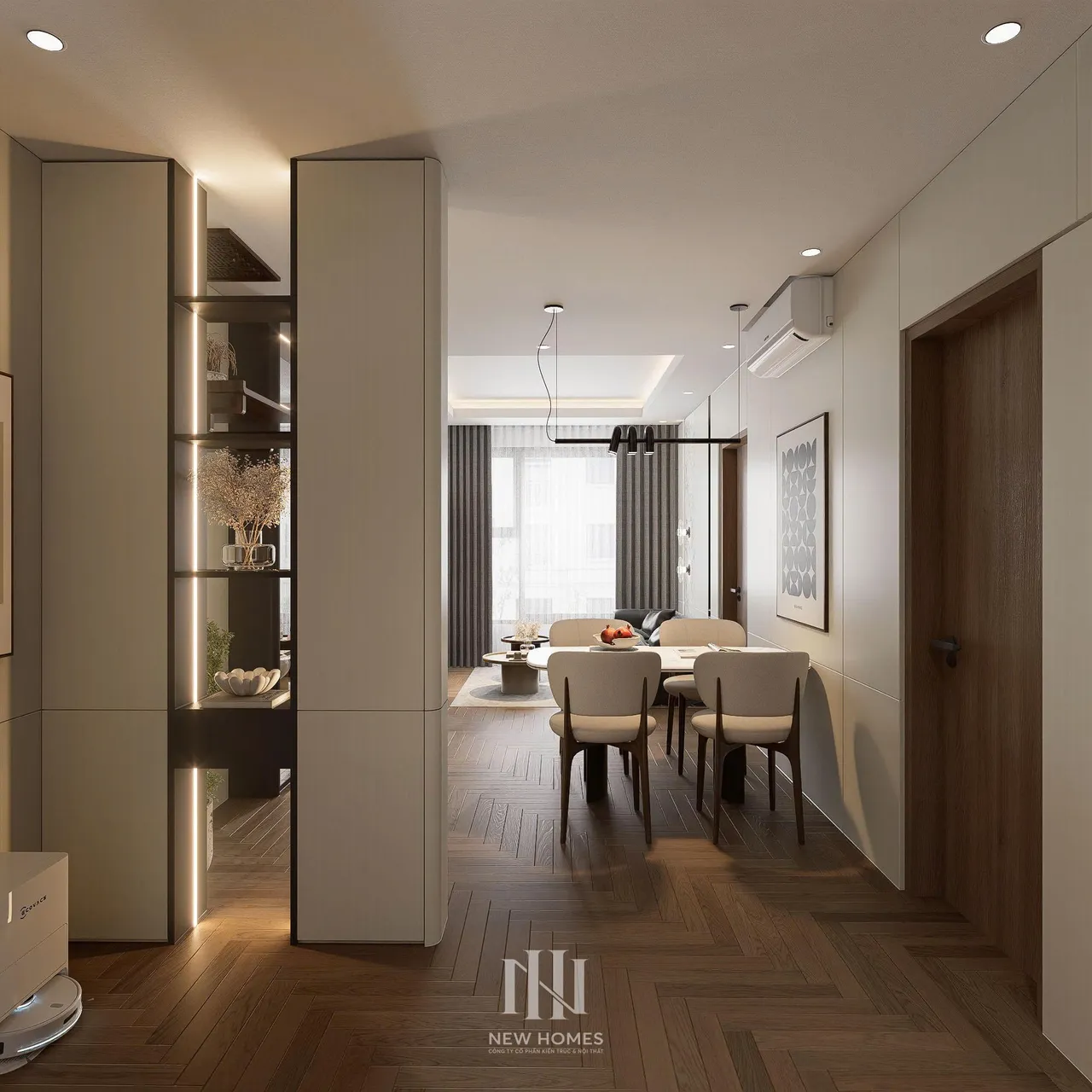 Căn 3PN Hiện đại — Ecolake — bếp – phòng ăn, thiết kế 3d