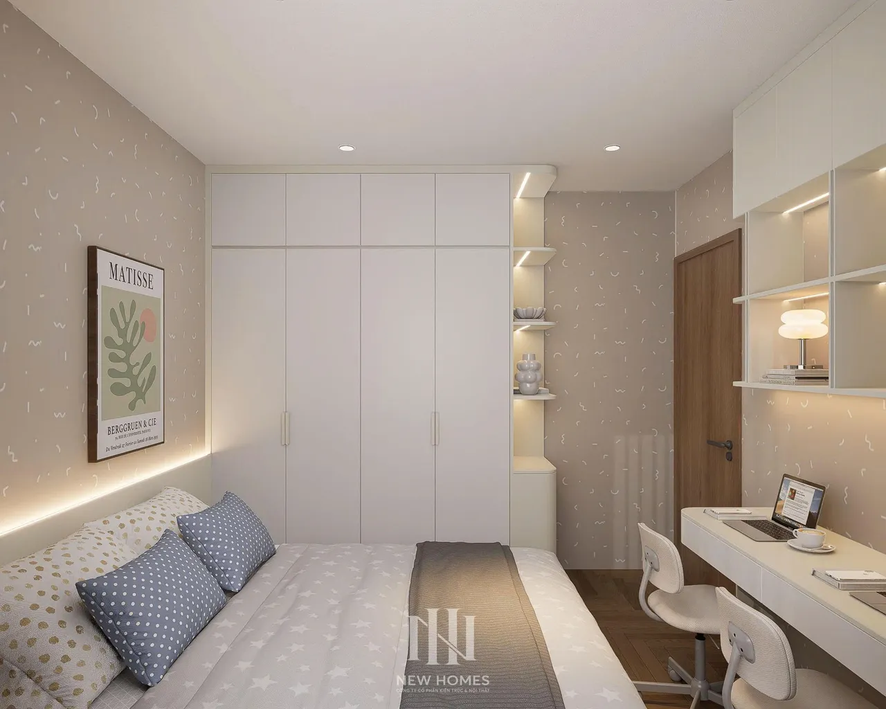 Căn 3PN Hiện đại — Ecolake — phòng ngủ 3, thiết kế 3d