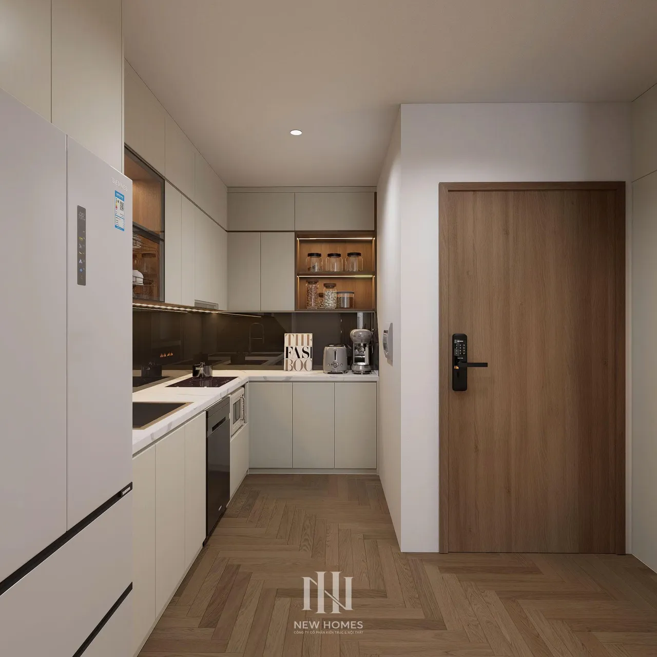 Căn 3PN Hiện đại — Ecolake — bếp – phòng ăn, thiết kế 3d