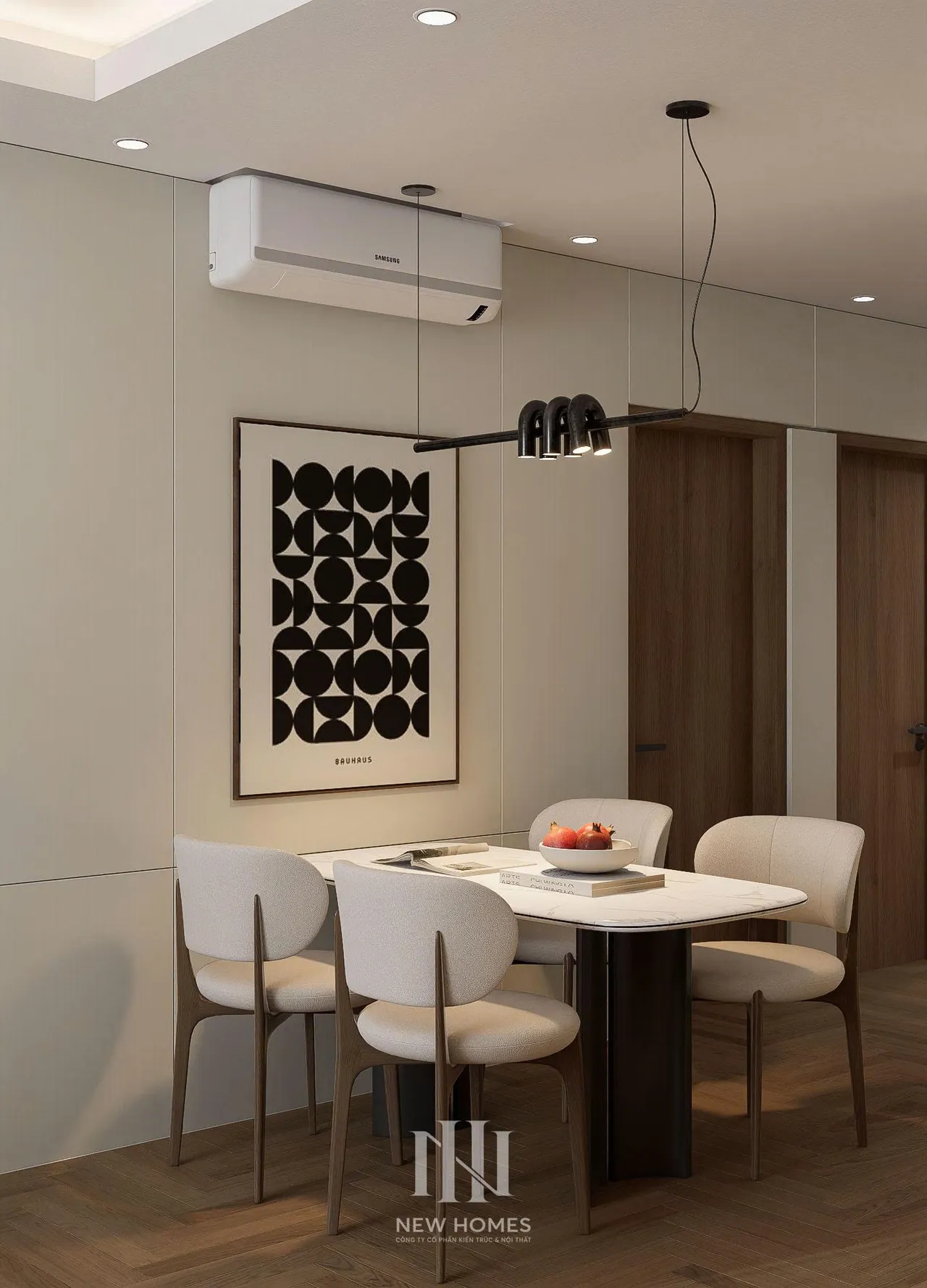 Căn 3PN Hiện đại — Ecolake — bếp – phòng ăn, thiết kế 3d