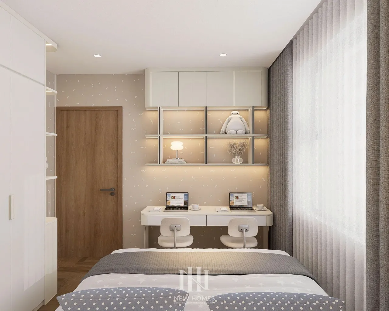 Căn 3PN Hiện đại — Ecolake — phòng ngủ 3, thiết kế 3d