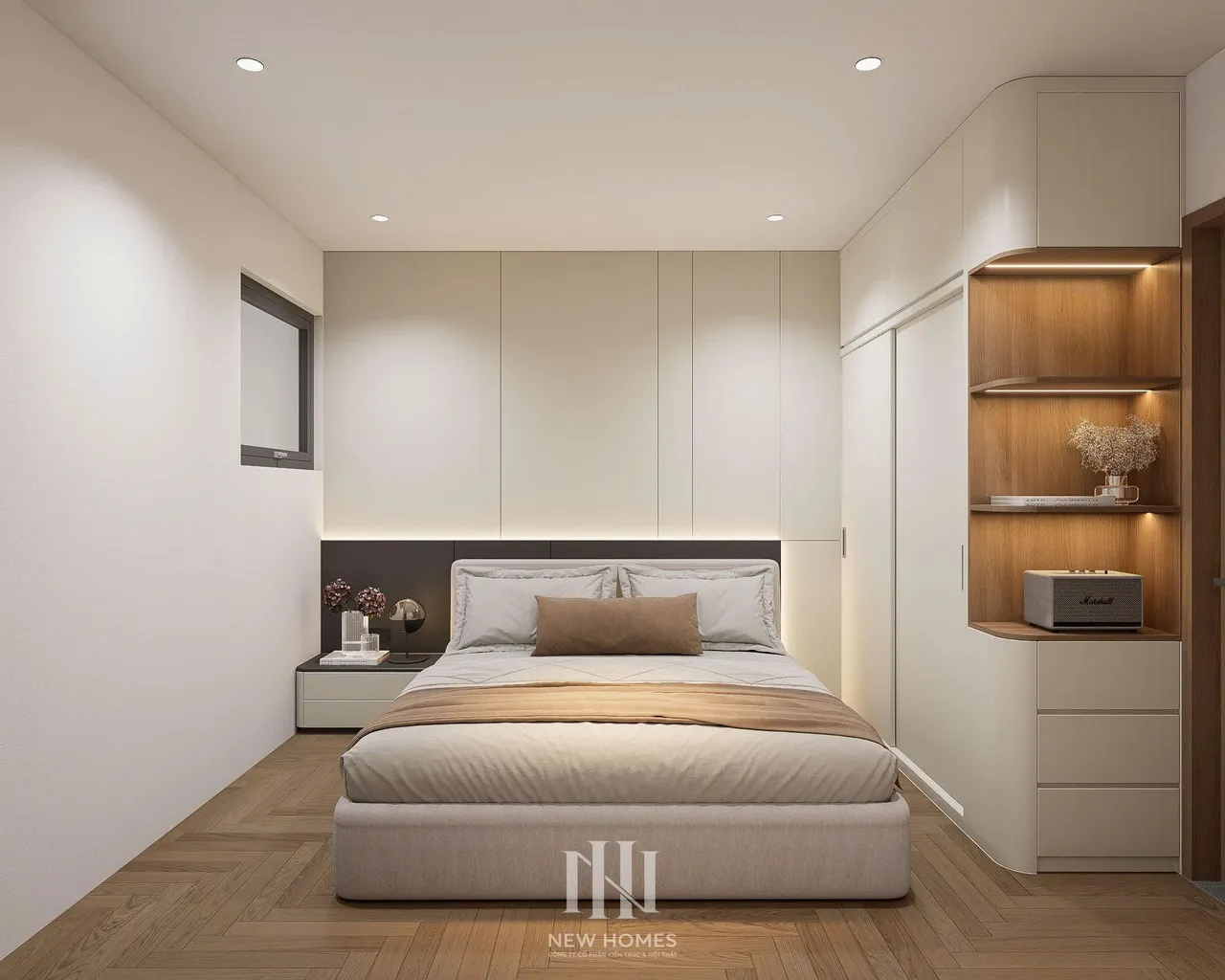 Căn 3PN Hiện đại — Ecolake — phòng ngủ master, thiết kế 3d