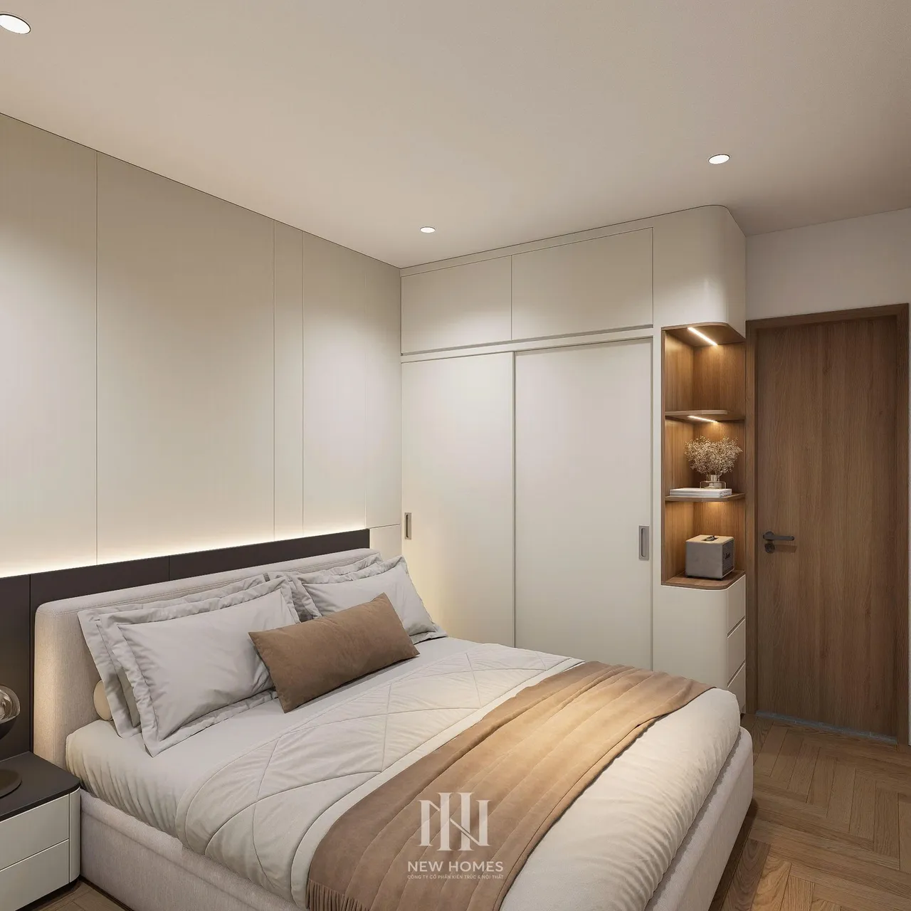 Căn 3PN Hiện đại — Ecolake — phòng ngủ master, thiết kế 3d