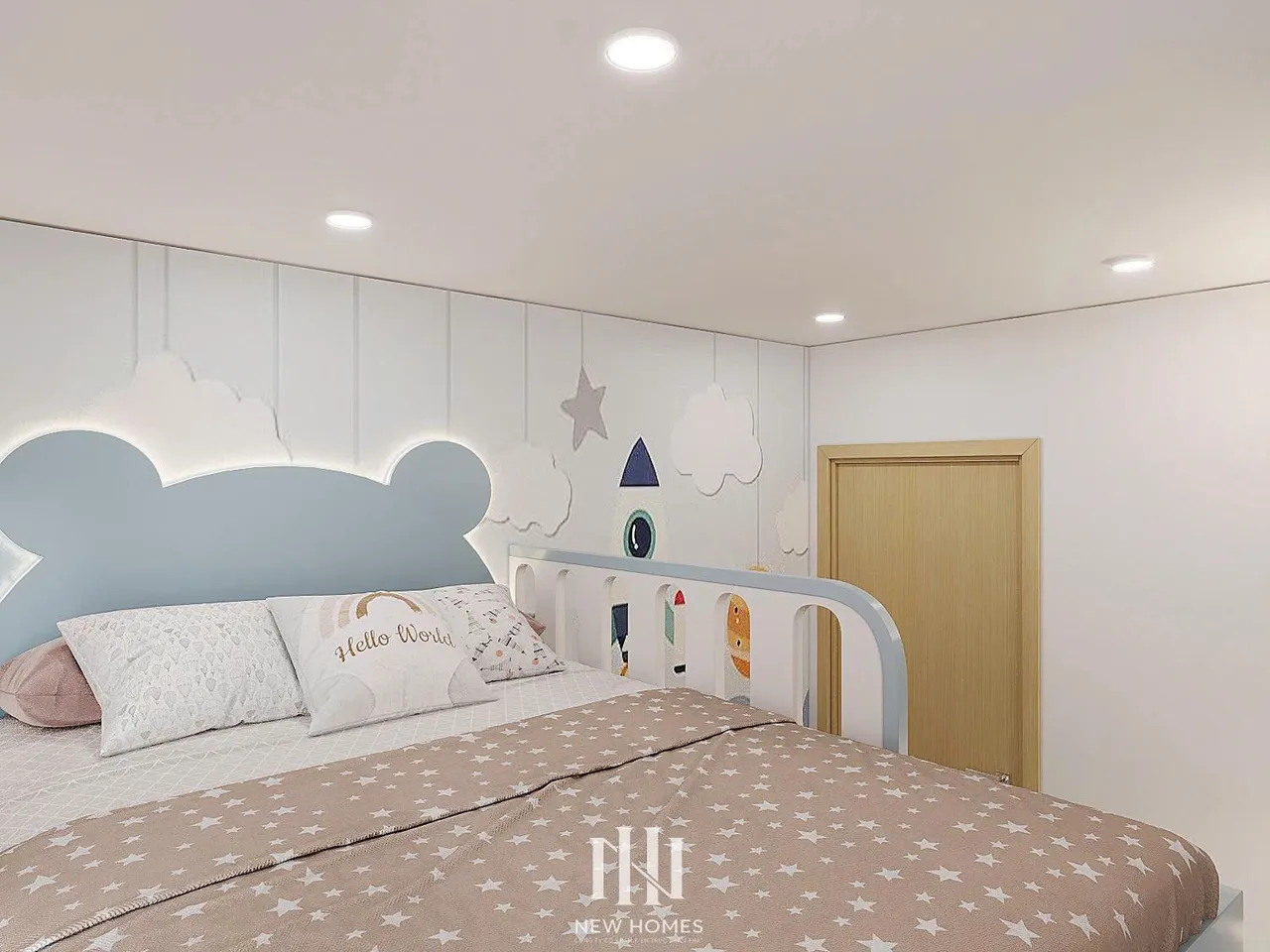 Căn 3PN Hiện đại — Fibonan Ecopark — phòng ngủ 3, thiết kế 3d