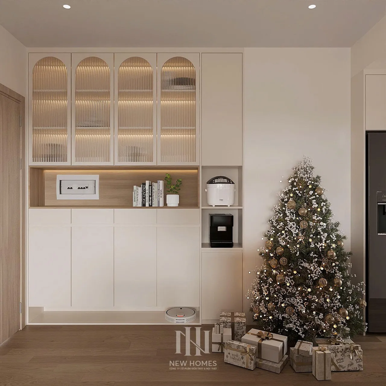 Căn 2PN Hiện đại — GS5 Vinhomes Smart City — bếp – phòng ăn, thiết kế 3d
