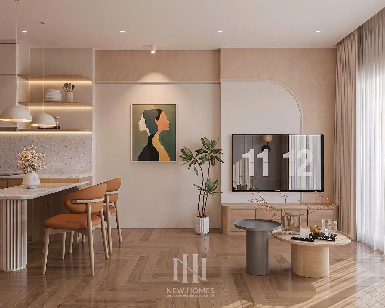 Mẫu nội thất Hiện đại — GS5 Vinhomes Smart City — phòng khách, thiết kế 3d