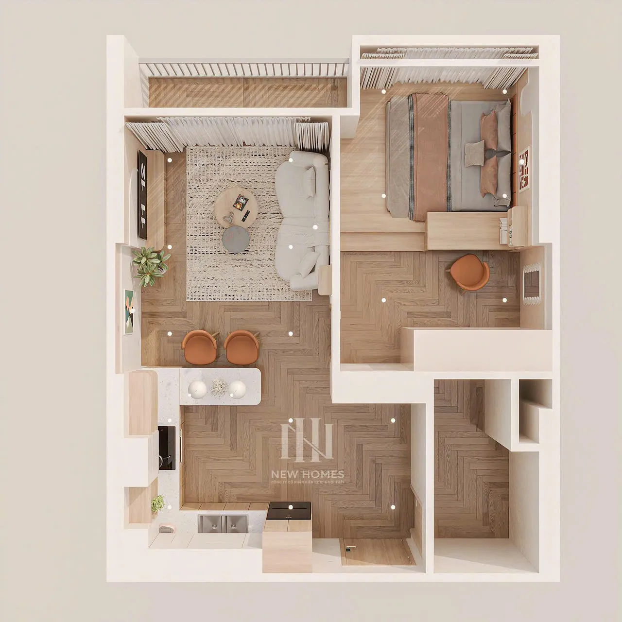 Mẫu nội thất Hiện đại — GS5 Vinhomes Smart City — mặt bằng, thiết kế 3d