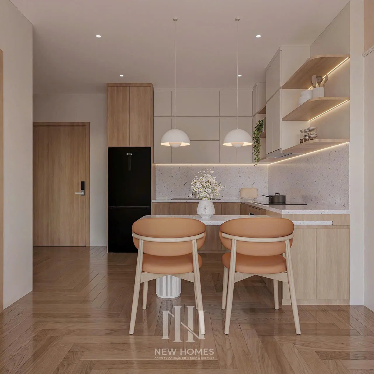 Mẫu nội thất Hiện đại — GS5 Vinhomes Smart City — bếp – phòng ăn, thiết kế 3d