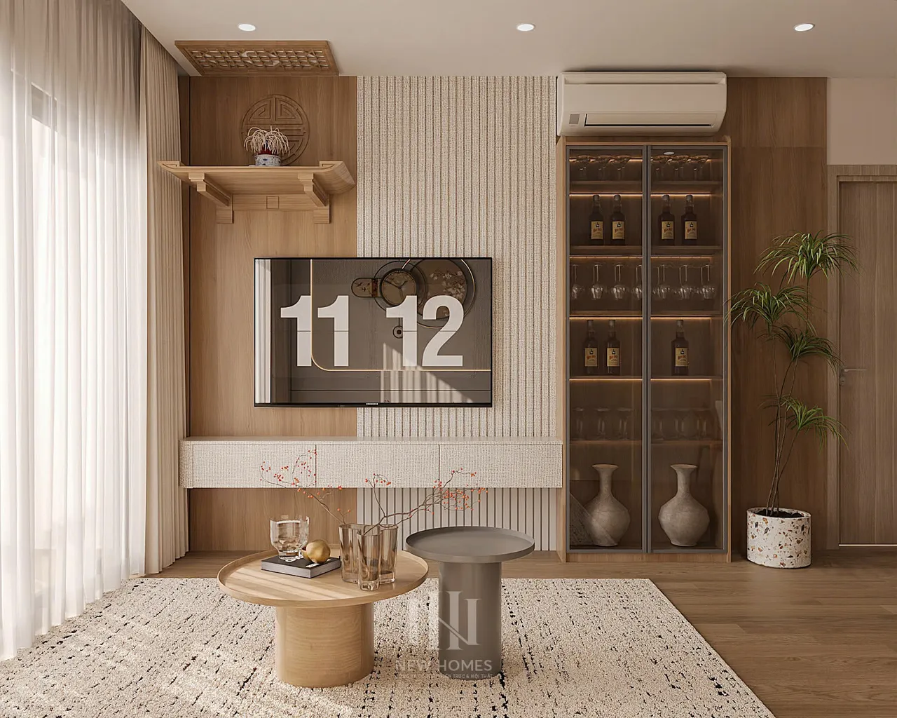 Căn 2PN Hiện đại — GS5 Vinhomes Smart City — phòng khách, thiết kế 3d