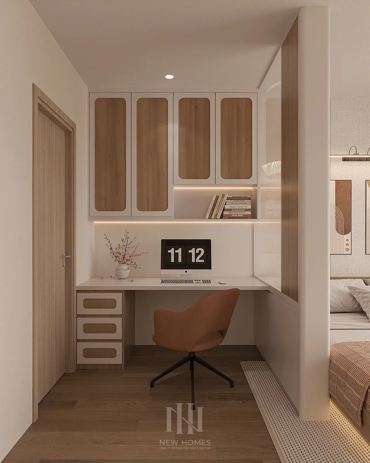 Căn 2PN Hiện đại — GS5 Vinhomes Smart City — phòng ngủ master, thiết kế 3d