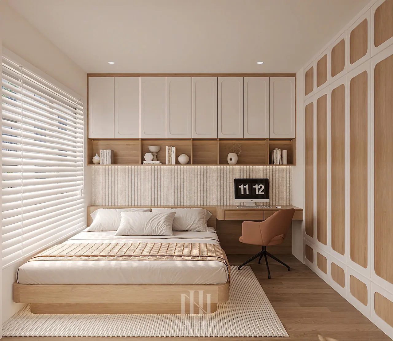 Căn 2PN Hiện đại — GS5 Vinhomes Smart City — phòng ngủ 2, thiết kế 3d