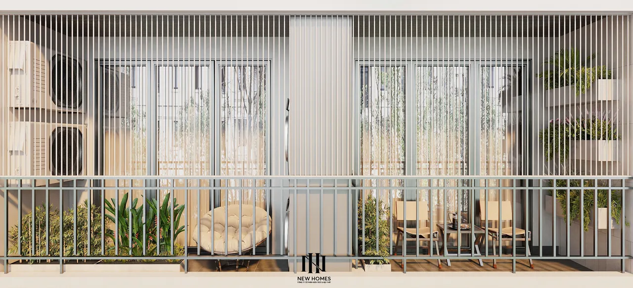 Căn 2PN Hiện đại — GS5 Vinhomes Smart City — ban công – lô gia, thiết kế 3d