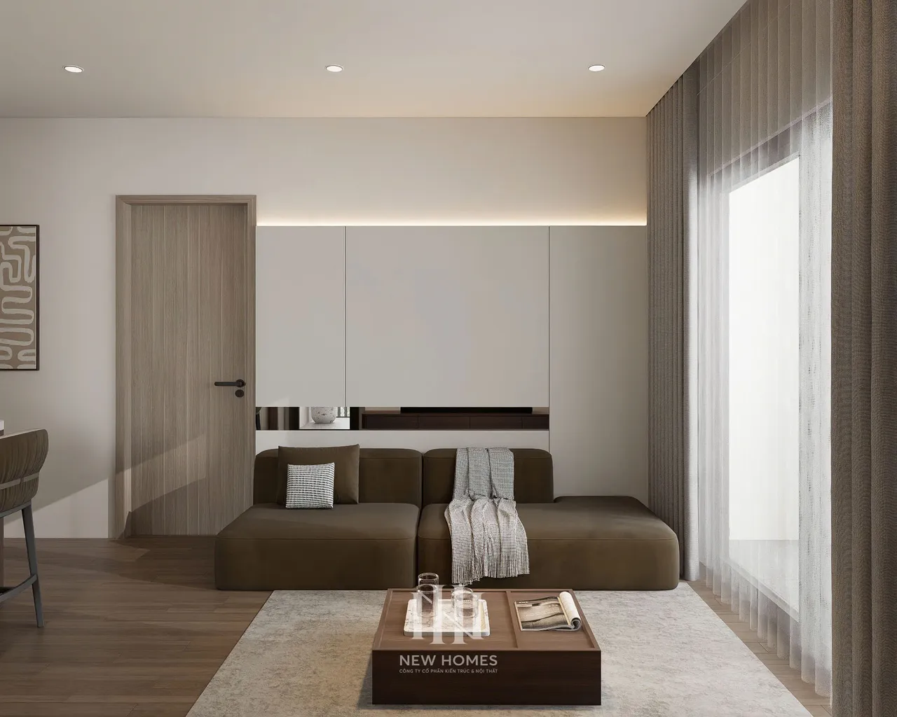 Căn 3PN Hiện đại — GS5 Vinhomes Smart City — phòng khách, thiết kế 3d