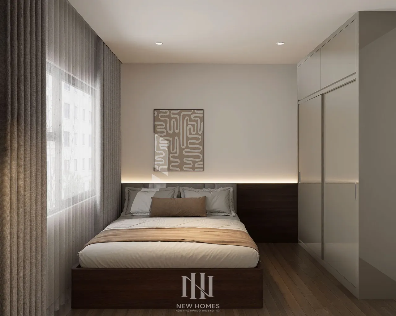 Căn 3PN Hiện đại — GS5 Vinhomes Smart City — phòng ngủ 2, thiết kế 3d