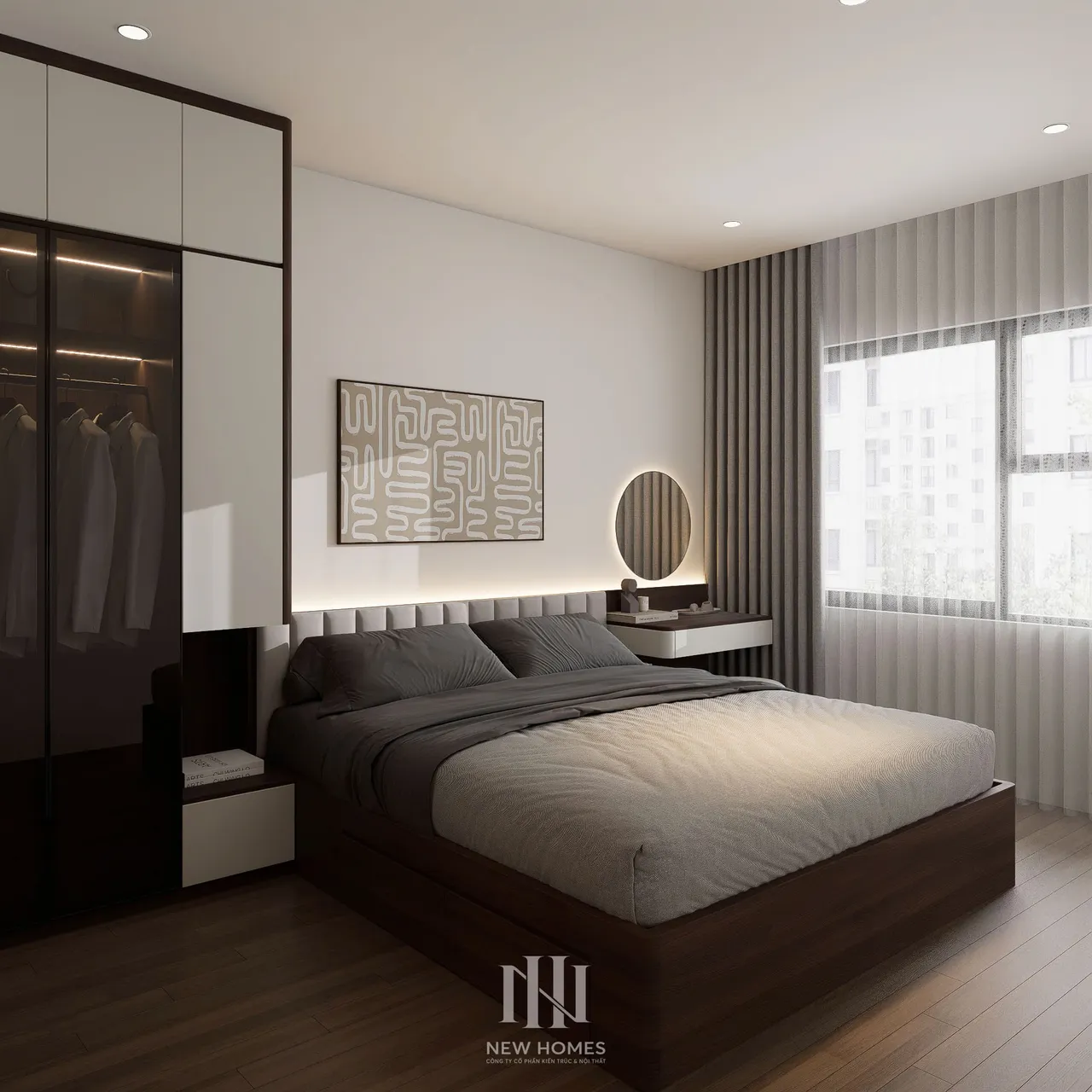 Căn 3PN Hiện đại — GS5 Vinhomes Smart City — phòng ngủ master, thiết kế 3d