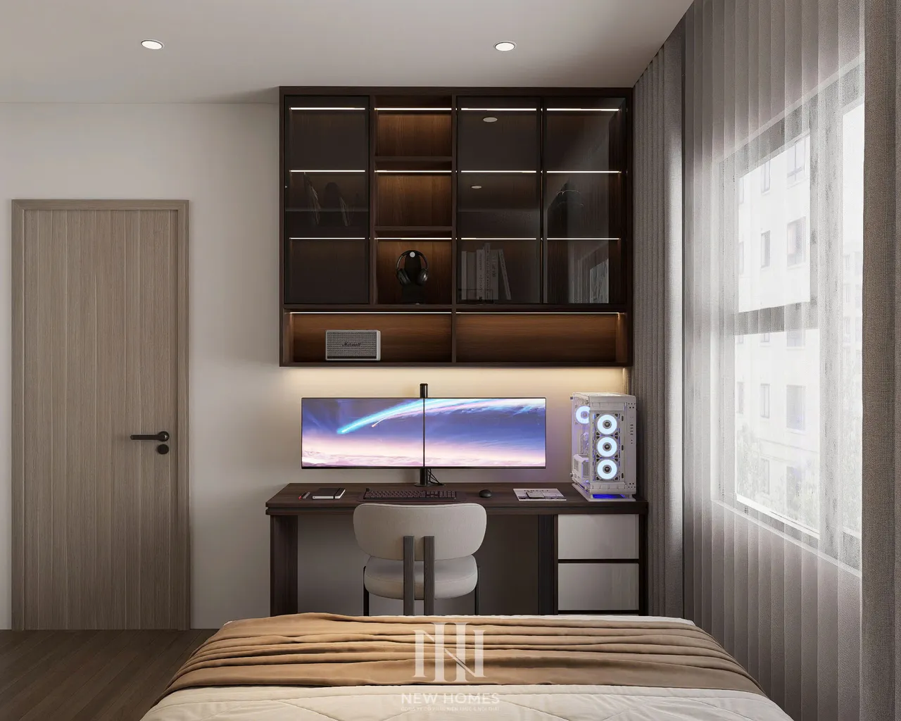 Căn 3PN Hiện đại — GS5 Vinhomes Smart City — phòng ngủ 2, thiết kế 3d
