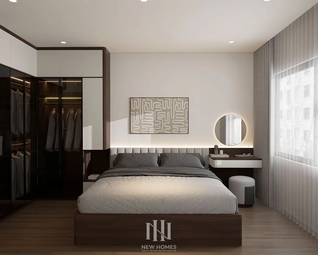 Căn 3PN Hiện đại — GS5 Vinhomes Smart City — phòng ngủ master, thiết kế 3d