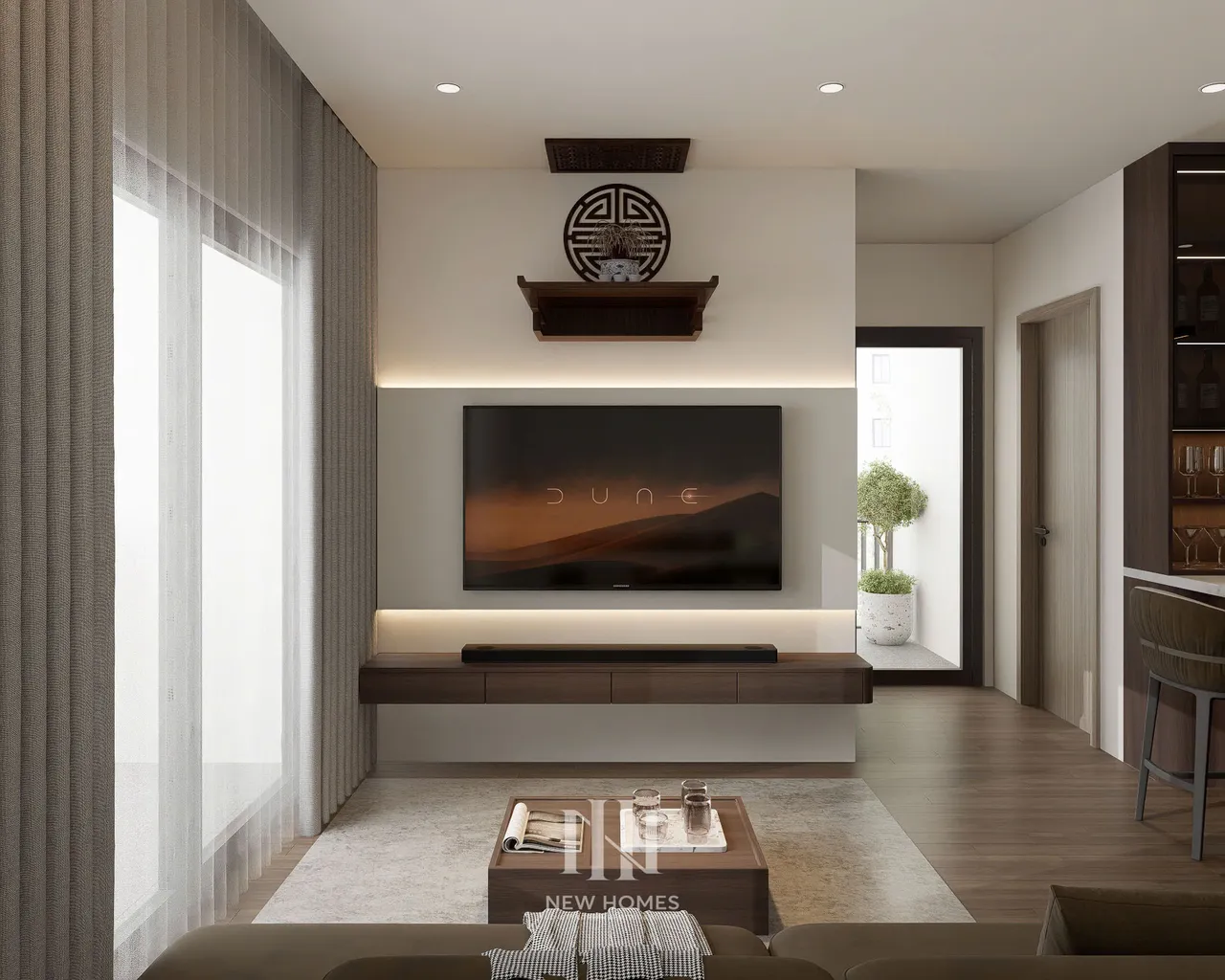 Căn 3PN Hiện đại — GS5 Vinhomes Smart City — phòng khách, thiết kế 3d