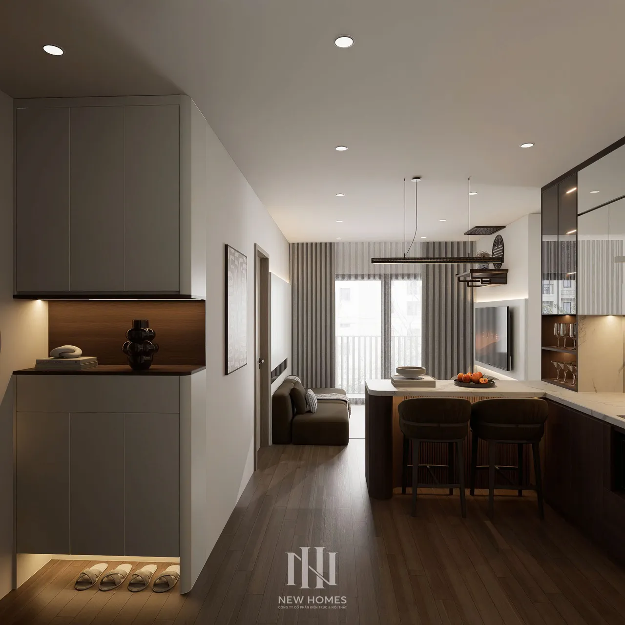 Căn 3PN Hiện đại — GS5 Vinhomes Smart City — sảnh – lối vào, thiết kế 3d