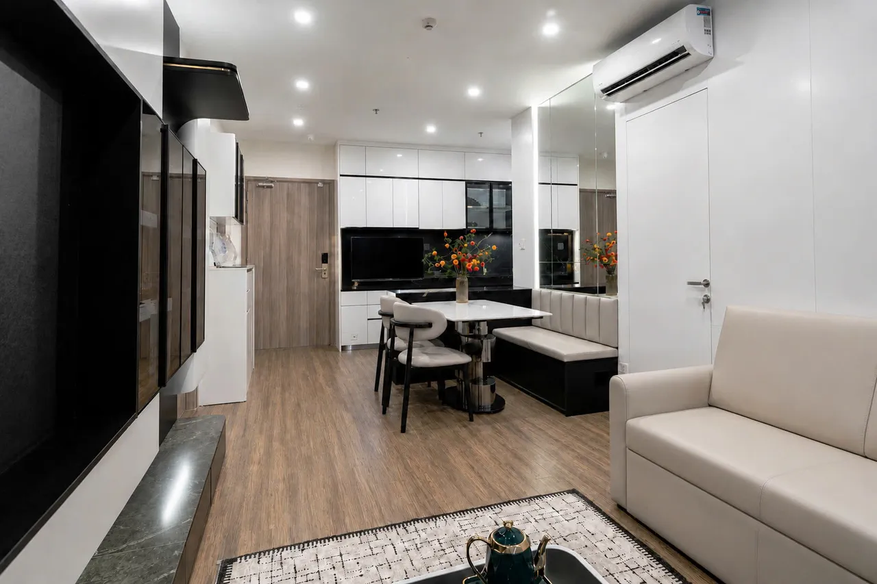 Căn 2PN Hiện đại — GS5 Vinhomes Smart City — phòng khách, hoàn thiện thực tế