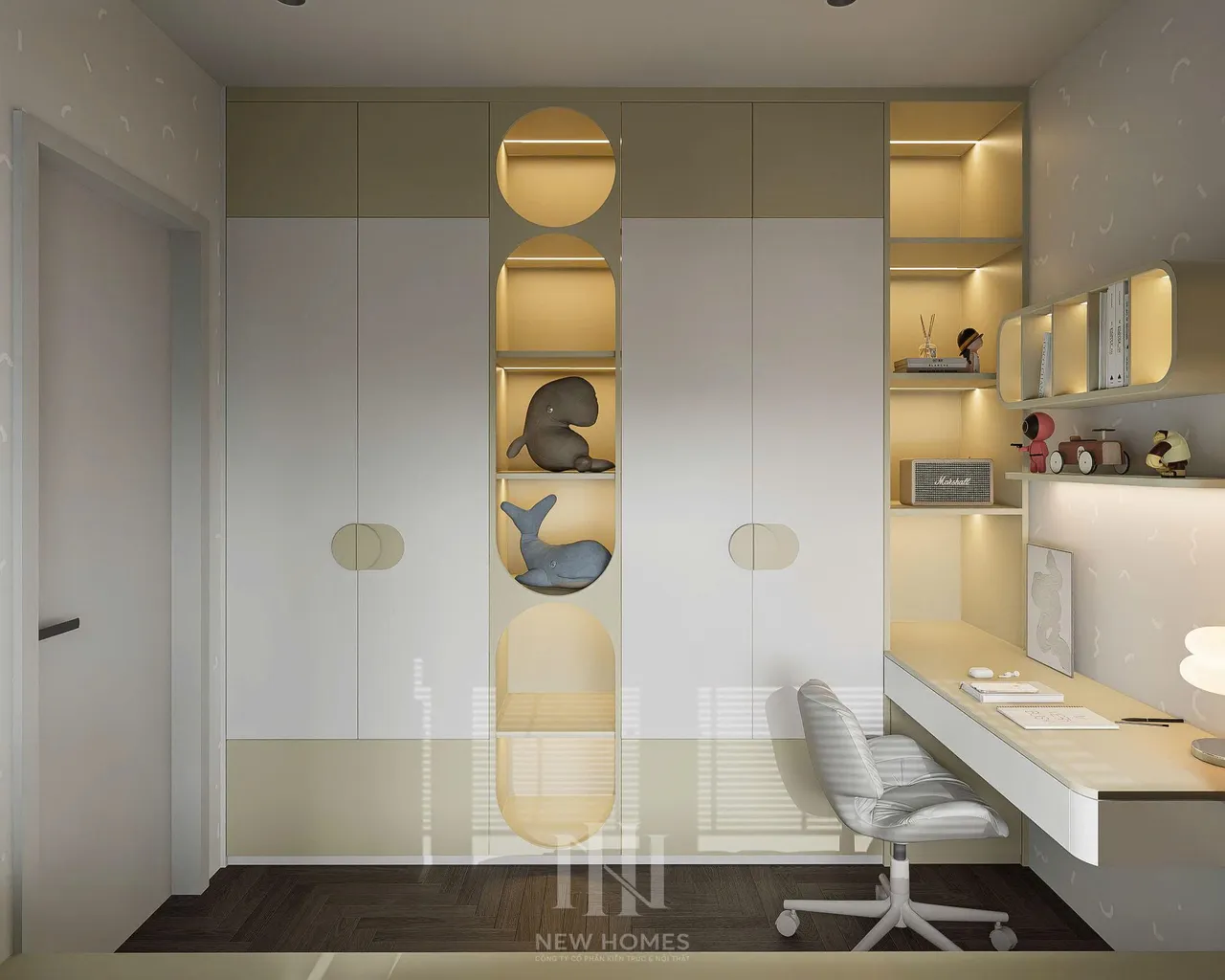 Căn 2PN Hiện đại — GS6 Vinhomes Smart City — phòng ngủ 2, thiết kế 3d