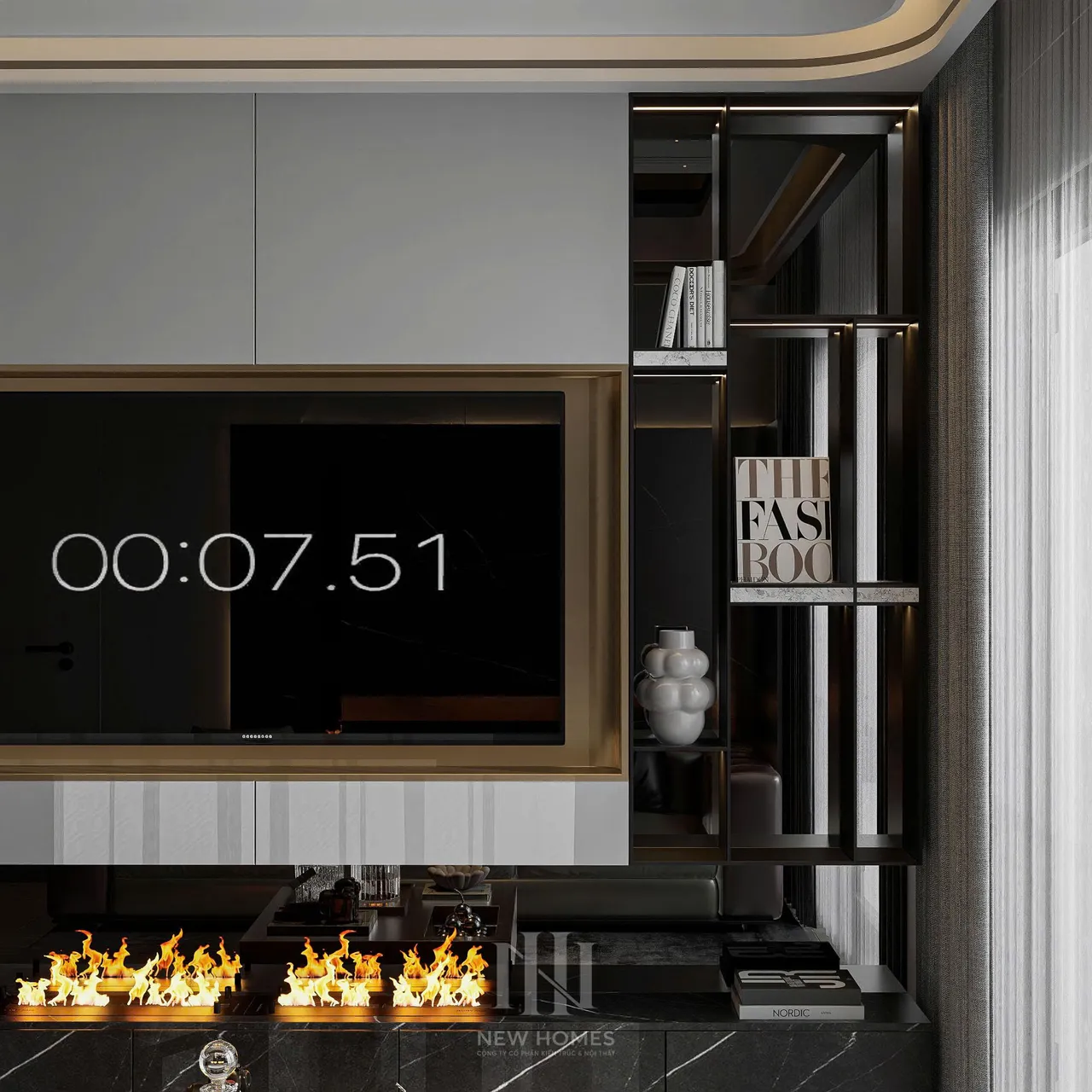Căn 2PN Hiện đại — GS6 Vinhomes Smart City — phòng khách, thiết kế 3d
