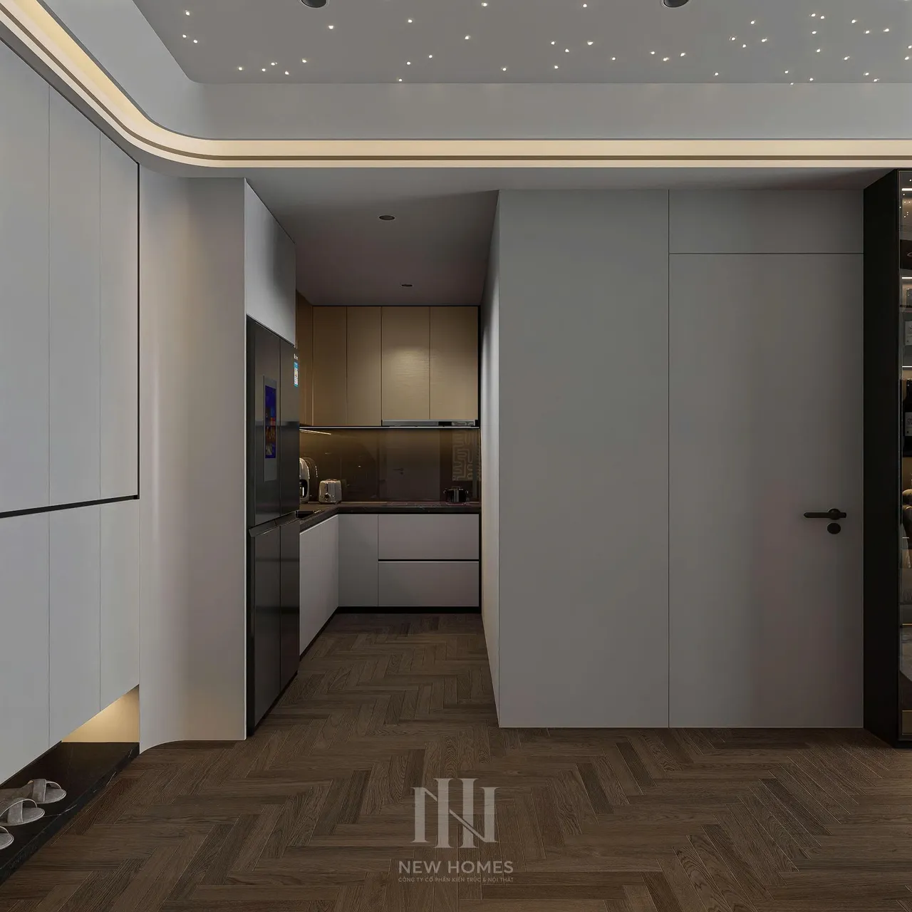 Căn 2PN Hiện đại — GS6 Vinhomes Smart City — sảnh – lối vào, thiết kế 3d