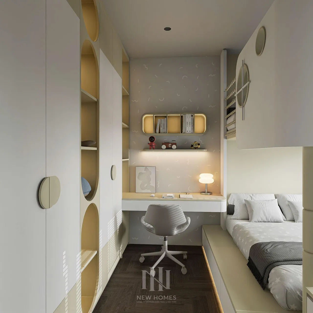 Căn 2PN Hiện đại — GS6 Vinhomes Smart City — phòng ngủ 2, thiết kế 3d