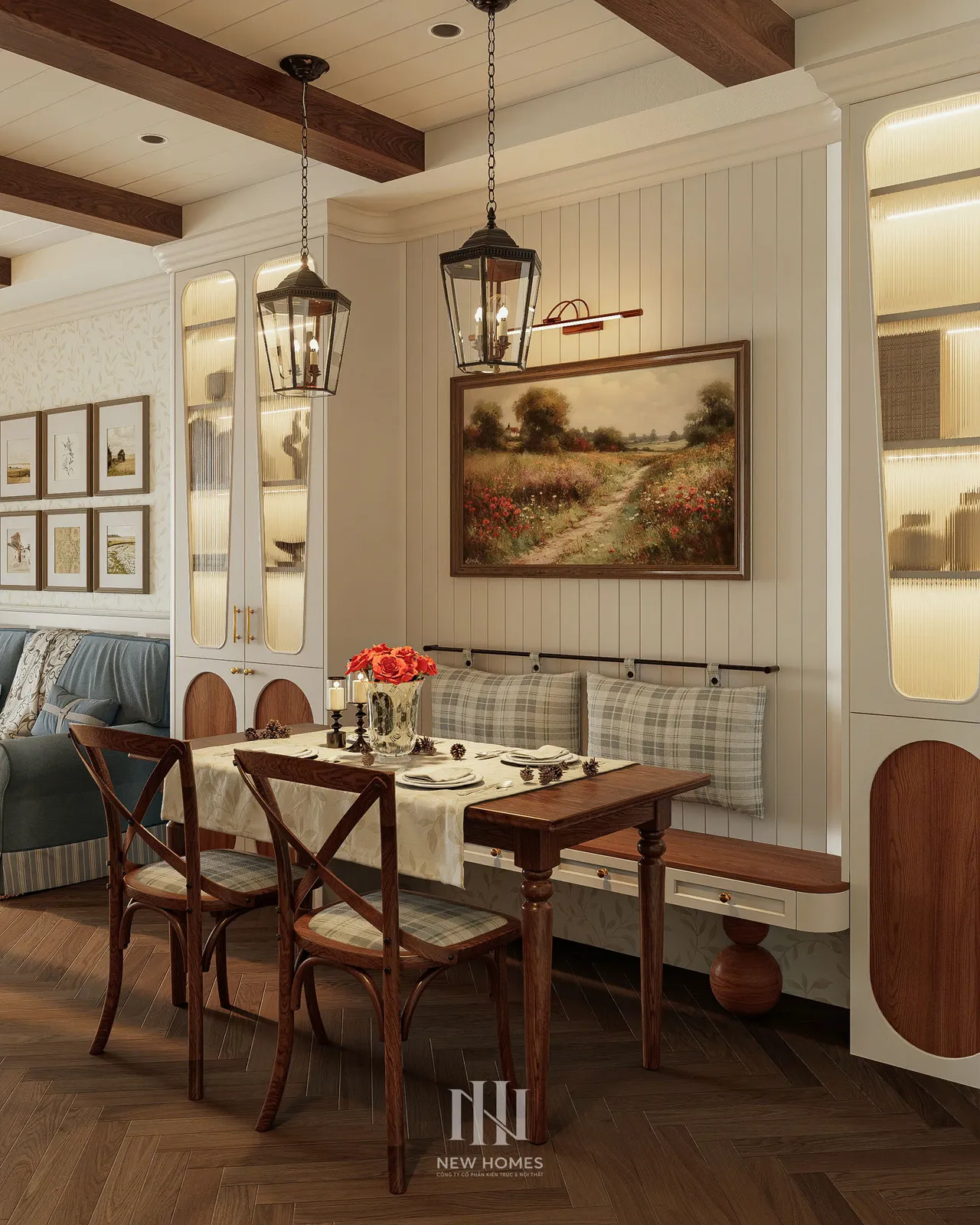 Căn 2PN — GS6 Vinhomes Smart City — bếp – phòng ăn, thiết kế 3d