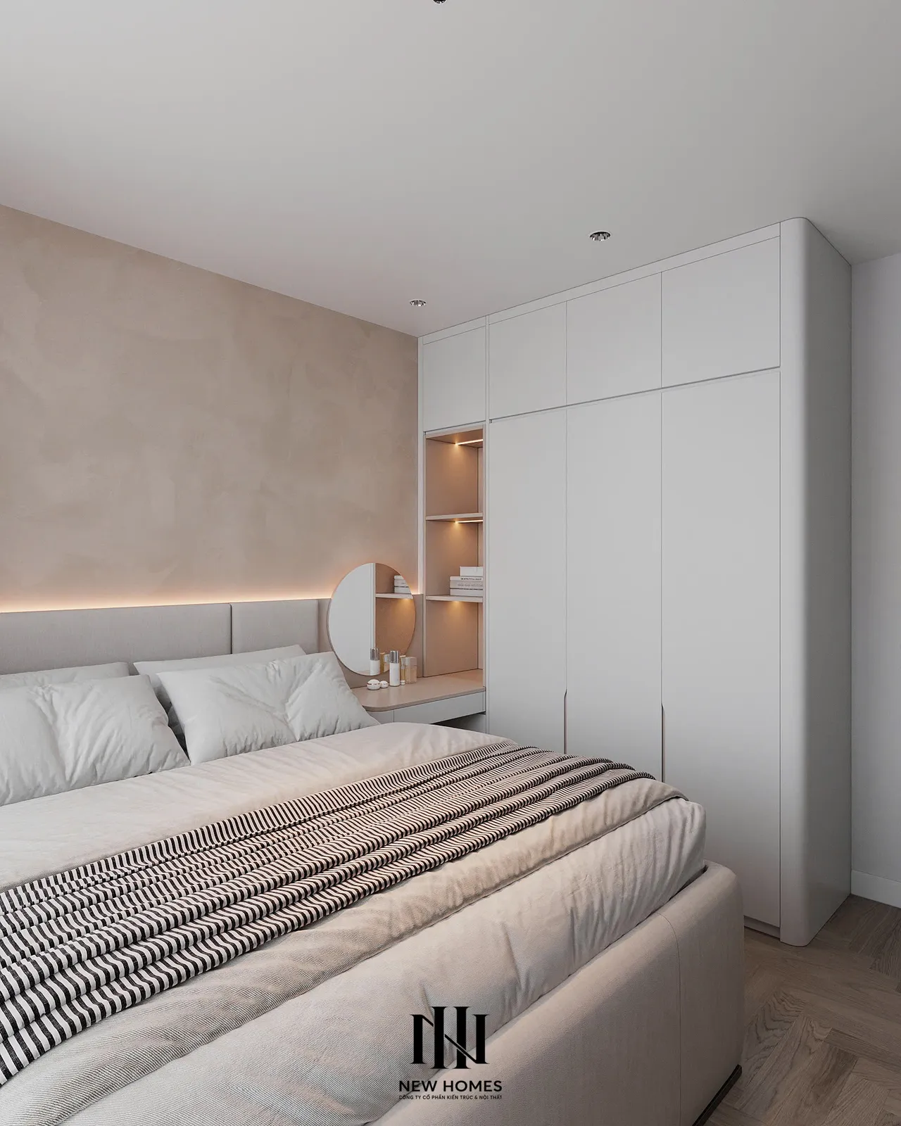 Căn 2PN Hiện đại — GS6 Vinhomes Smart City — phòng ngủ 2, thiết kế 3d