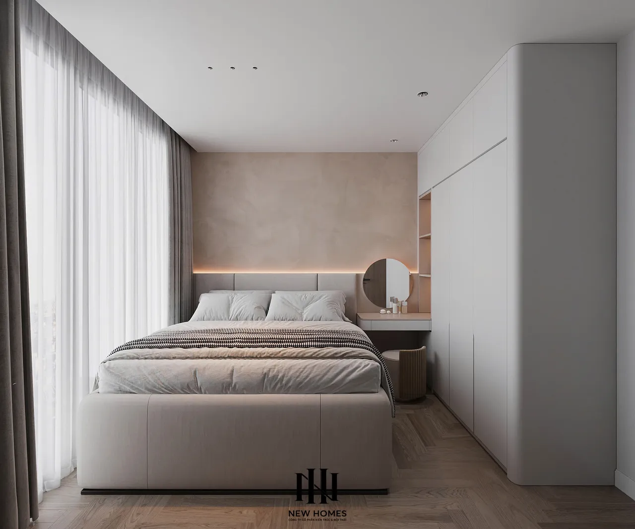 Căn 2PN Hiện đại — GS6 Vinhomes Smart City — phòng ngủ 2, thiết kế 3d