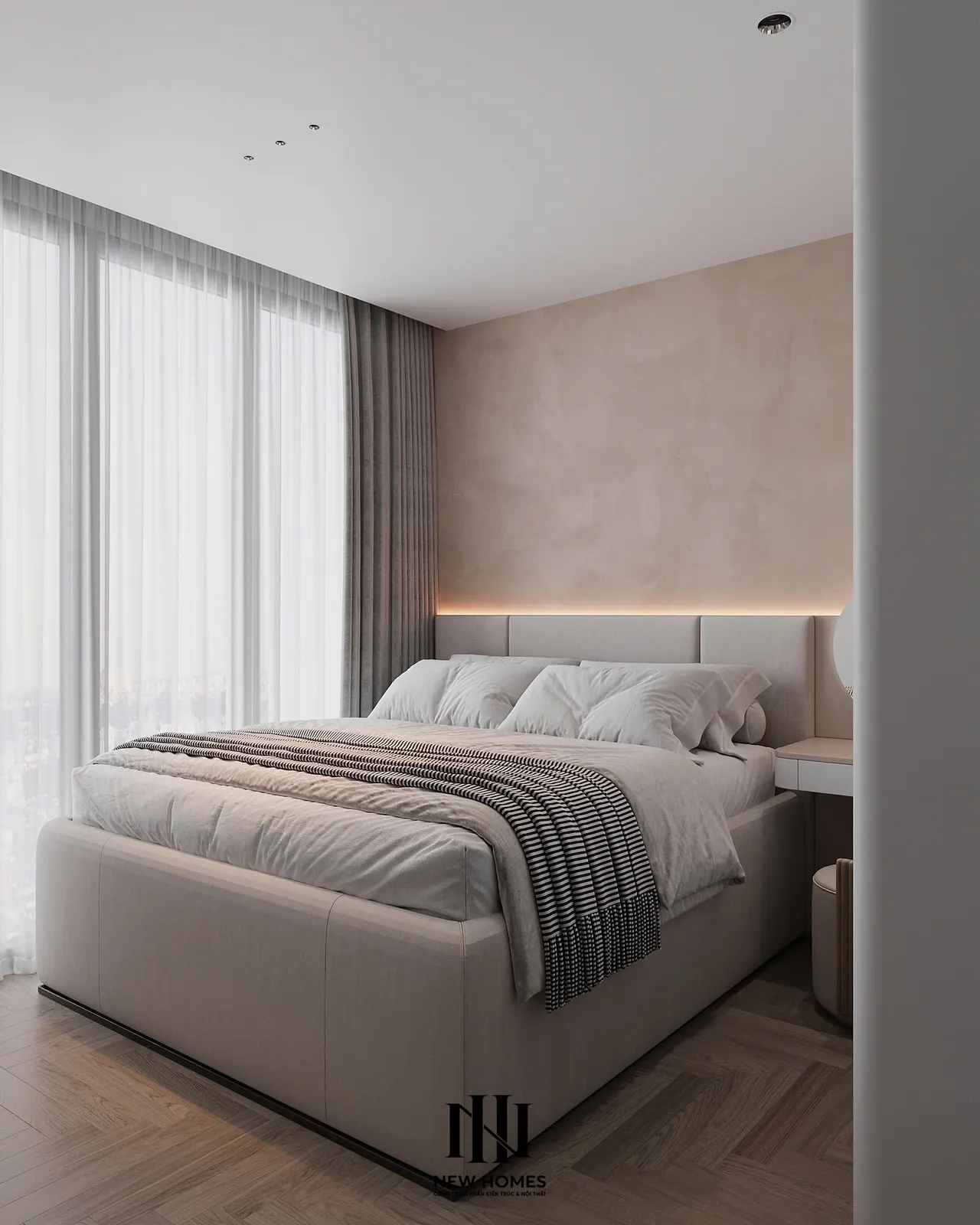 Căn 2PN Hiện đại — GS6 Vinhomes Smart City — phòng ngủ 2, thiết kế 3d
