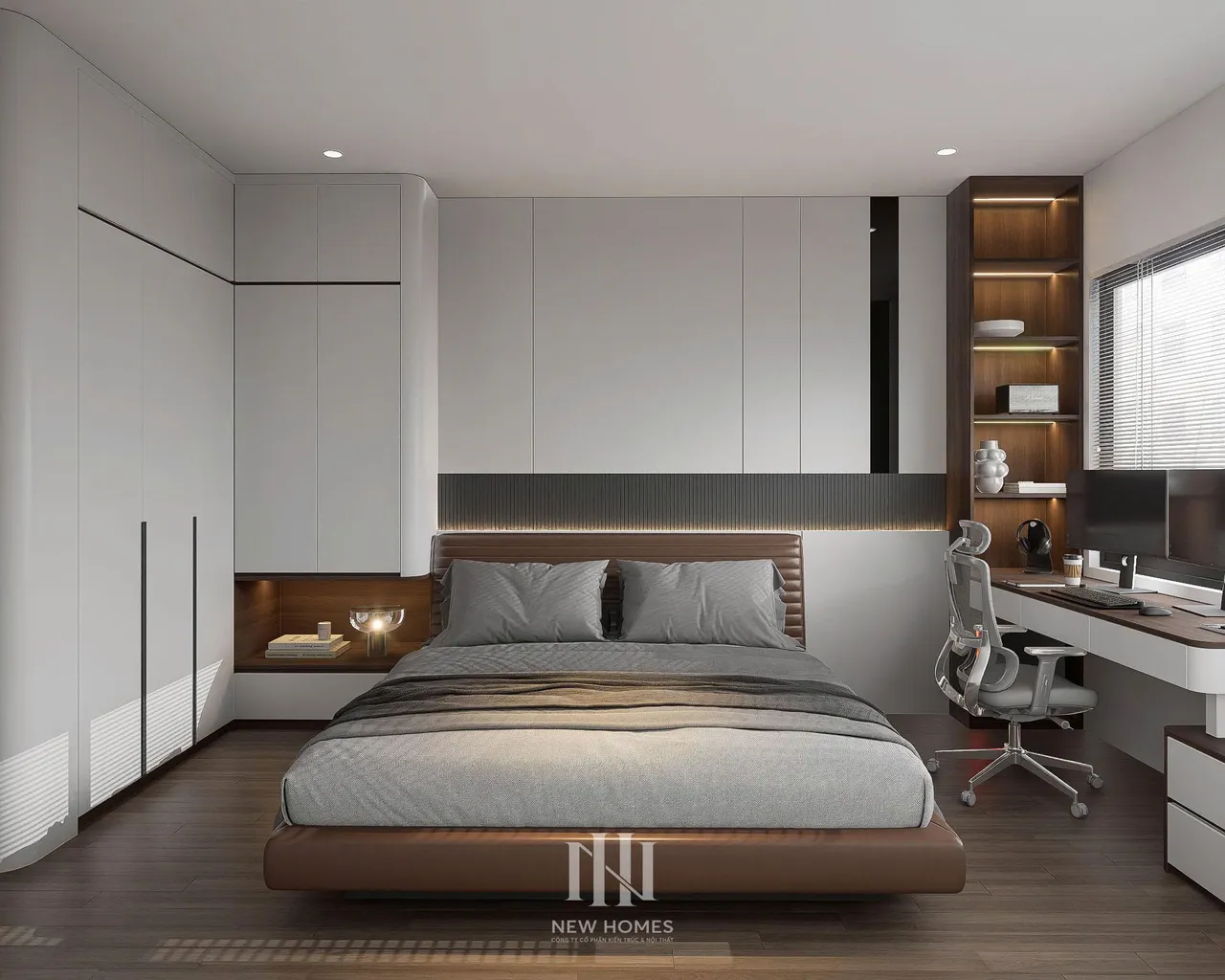 Căn 3PN Hiện đại — GS6 Vinhomes Smart City — phòng ngủ master, thiết kế 3d
