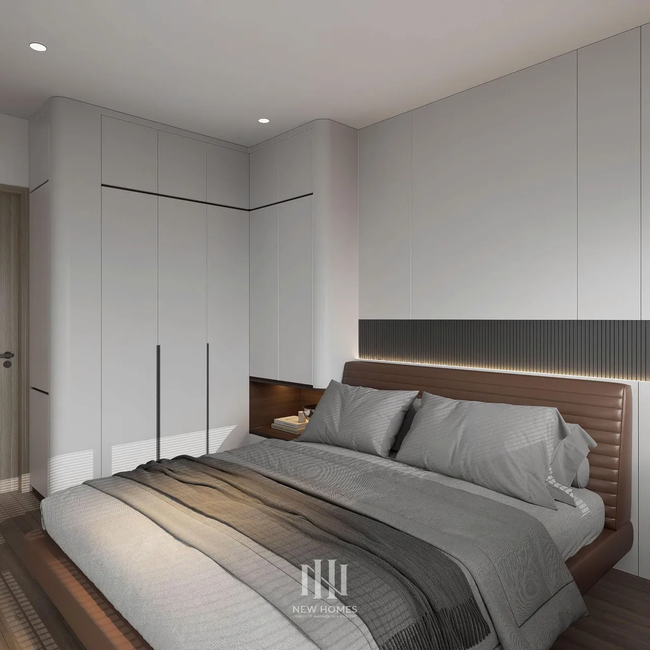 Căn 3PN Hiện đại — GS6 Vinhomes Smart City — phòng ngủ master, thiết kế 3d