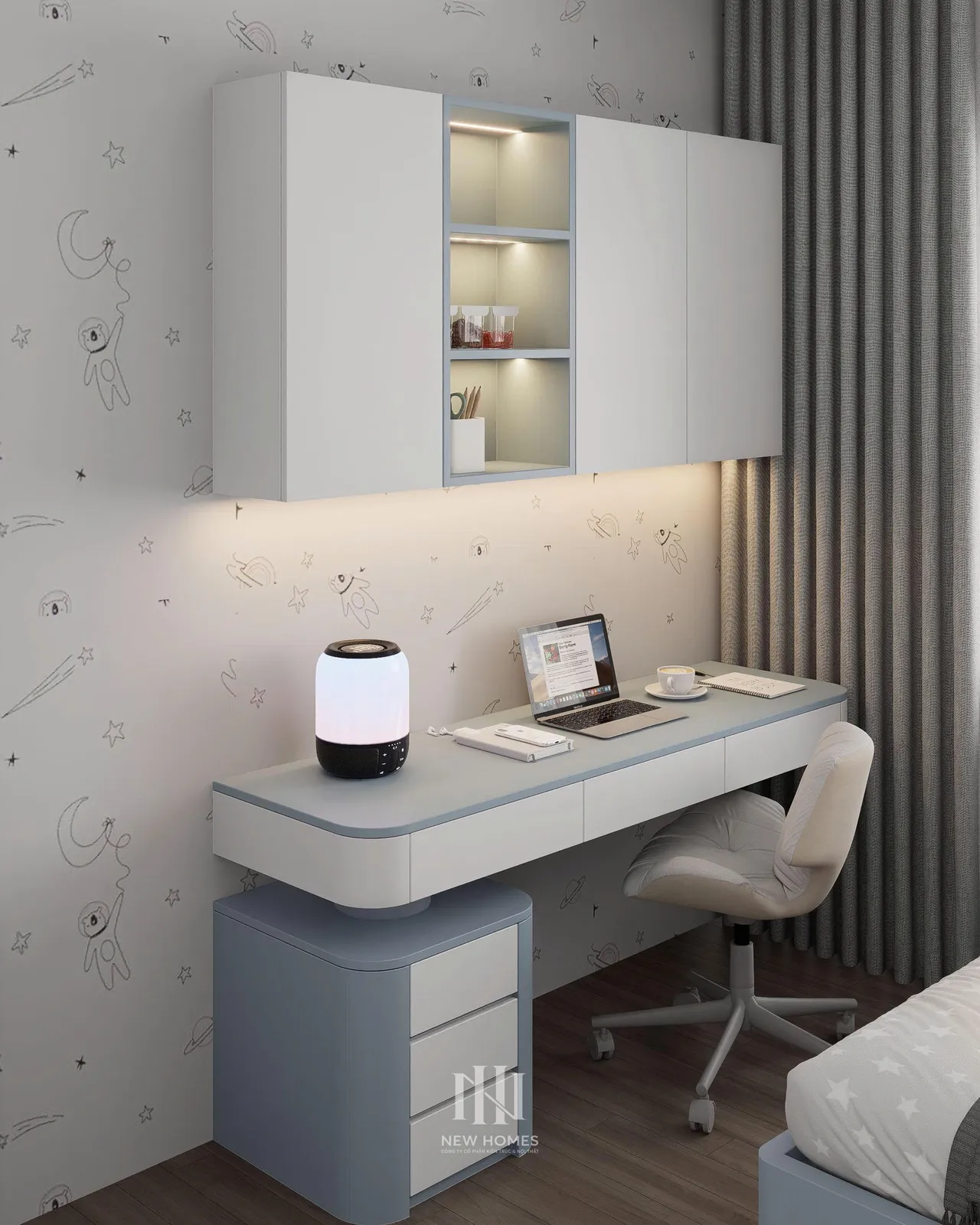 Căn 3PN Hiện đại — GS6 Vinhomes Smart City — phòng ngủ 2, thiết kế 3d