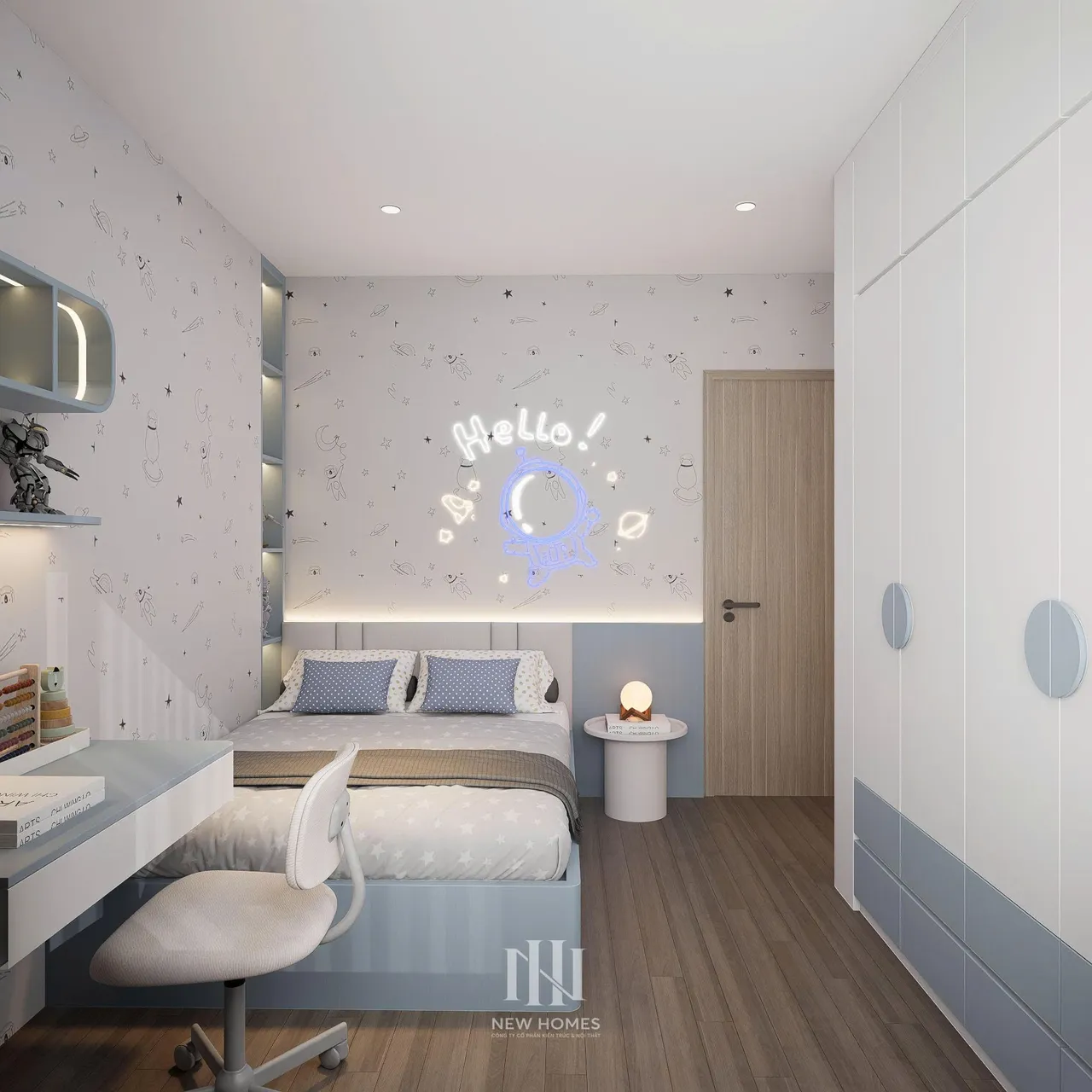 Căn 3PN Hiện đại — GS6 Vinhomes Smart City — phòng ngủ 3, thiết kế 3d