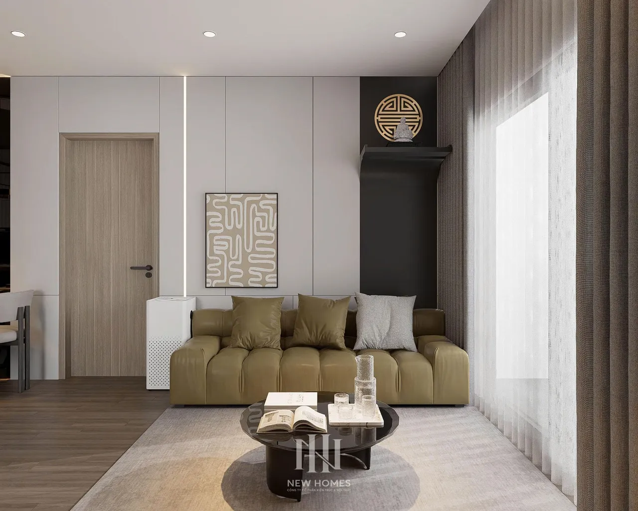 Căn 3PN Hiện đại — GS6 Vinhomes Smart City — phòng khách, thiết kế 3d