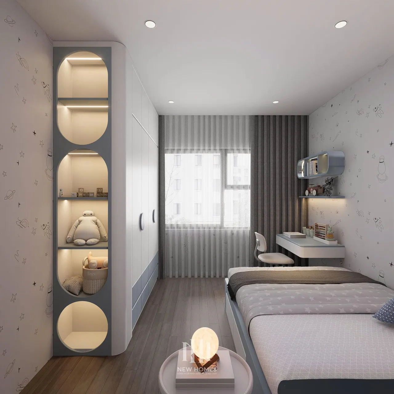 Căn 3PN Hiện đại — GS6 Vinhomes Smart City — phòng ngủ 3, thiết kế 3d
