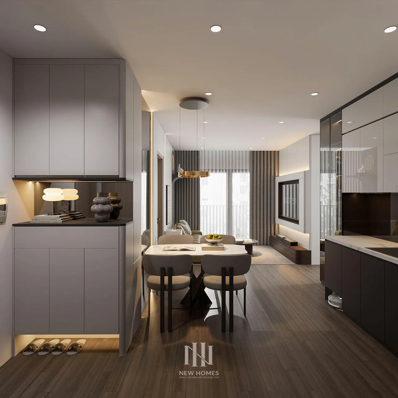 Căn 3PN Hiện đại — GS6 Vinhomes Smart City — sảnh – lối vào, thiết kế 3d