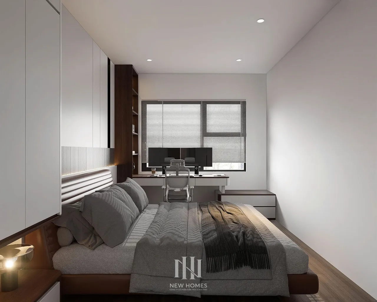 Căn 3PN Hiện đại — GS6 Vinhomes Smart City — phòng ngủ master, thiết kế 3d
