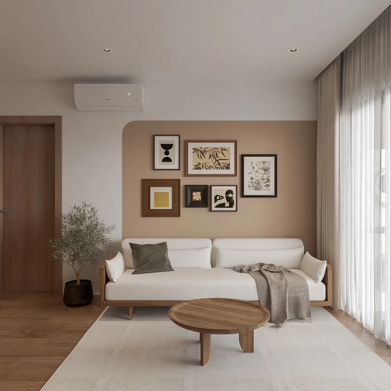 Căn 1PN Hiện đại — GS6 Vinhomes Smart City — phòng khách, thiết kế 3d