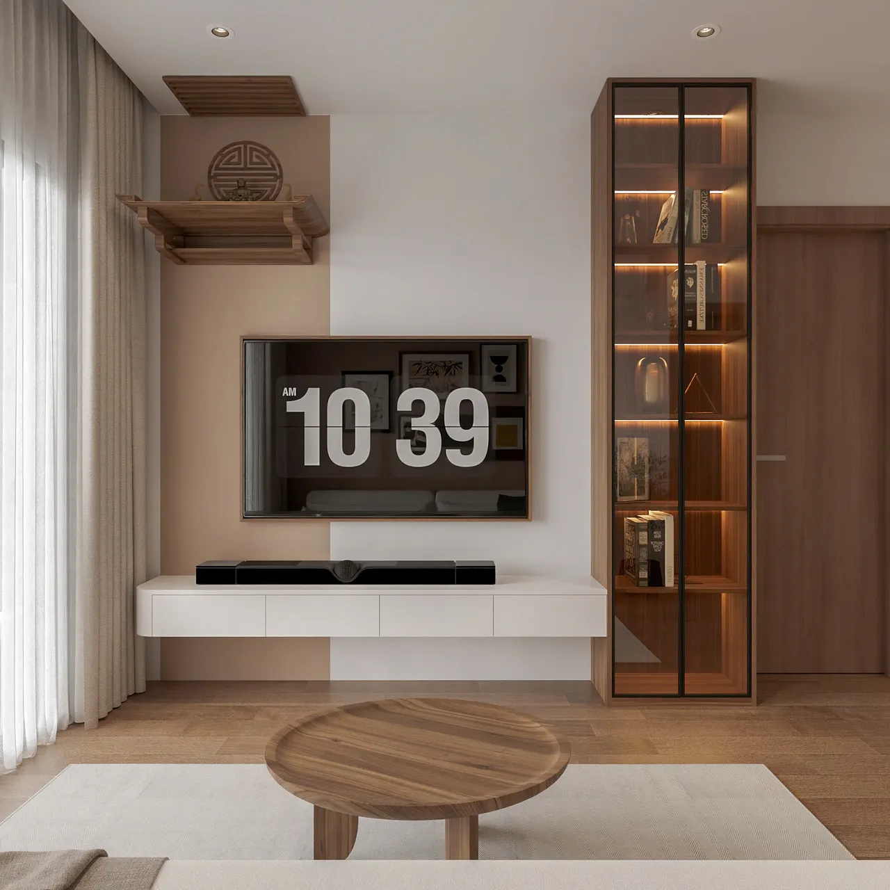 Căn 1PN Hiện đại — GS6 Vinhomes Smart City — phòng khách, thiết kế 3d