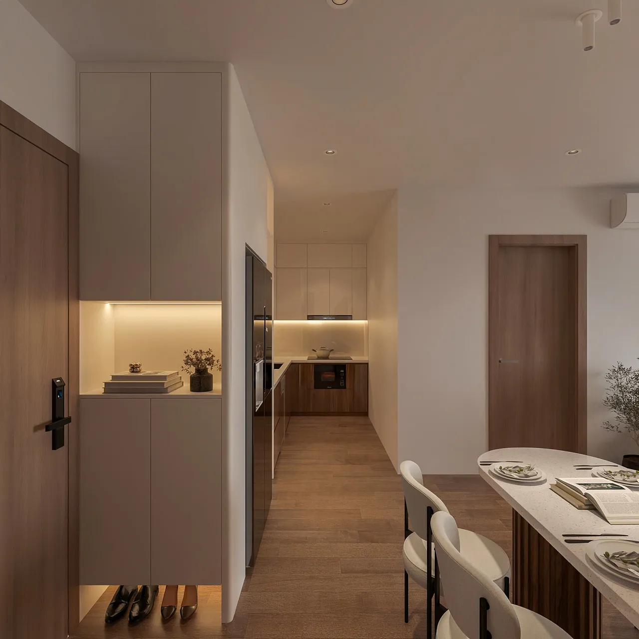 Căn 1PN Hiện đại — GS6 Vinhomes Smart City — sảnh – lối vào, thiết kế 3d